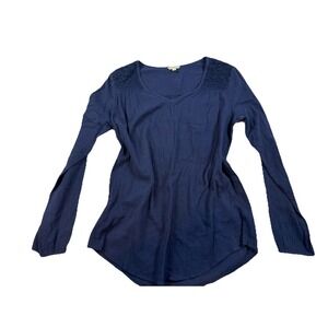 NWT Navy Sonoma Boho Style Peasant Blouse  Size Medium Cotton